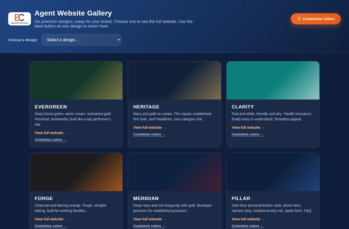 The Showcase design, based on a website we built